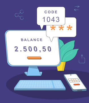Online bank. Checking your bank balance on a computer.