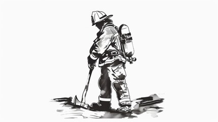 Fototapeta premium Vector illustration of firefighter with axe