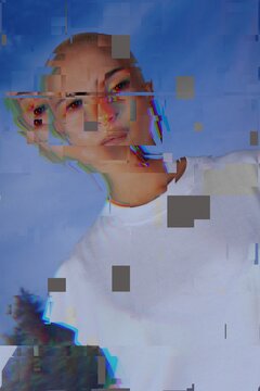 Fashion concept. Futuristic cyberpunk concept of a female human