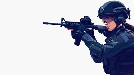 Vector illustration of femVector illustration of female tactical police officerale tactical police officer