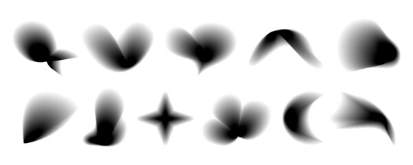 Set of abstract radial gradient blur.Vibrant set of aura glow rounds with a soft  dot white element.Holographic round shapes.Modern graphic element vector collection.