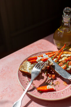 Roast vegetables on toast