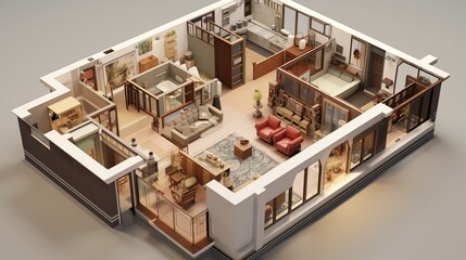 Isometric Vector of Kyomachiya Cultural Experience Space A cultural experience space in a Kyomachiya townhouse, where traditional Japanese arts and crafts are showcased, blending historical and modern