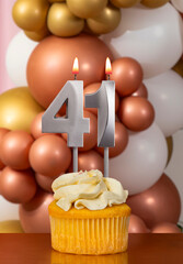 Birthday candle number 41 - Celebration balloons background