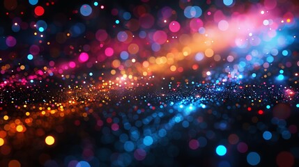 Vibrant Blurry Lights Dance on Dark Background