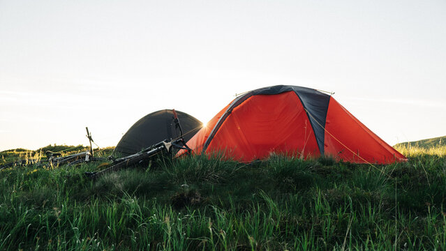Camping tents on mount.