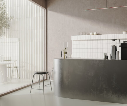 Modern coffee shop interior , 3d rendering