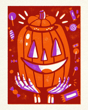 Halloween block prints