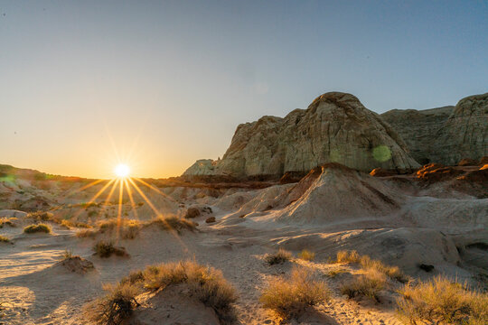 Sunset sun flare in Grand Staircase Escalante, Kanab, Utah, USA
