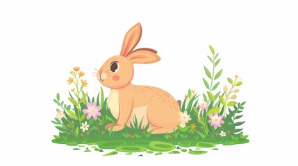 Flat vector illustration of bunny rabbit