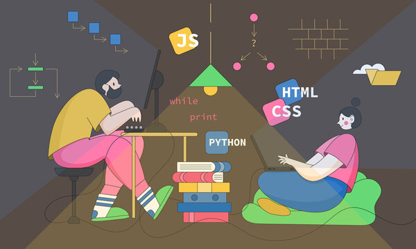 Programming in a basement.