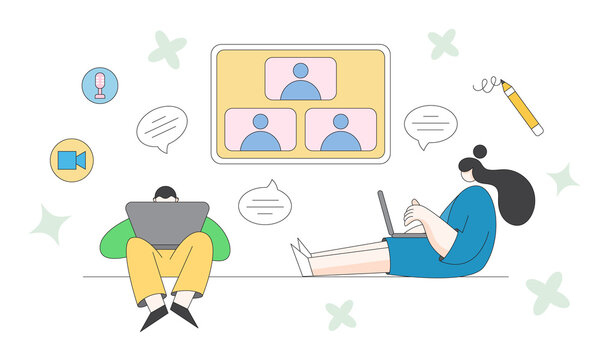 Friends, coworkers are listening to a webinar.