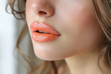 Close Up of Woman With Orange Lipstick