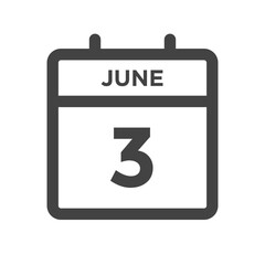 June 3 Calendar Day or Calender Date for Deadlines or Appointment