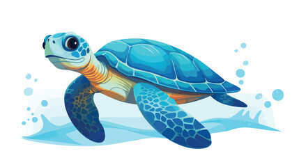 A playful sea turtle in a minimalist style. Vector