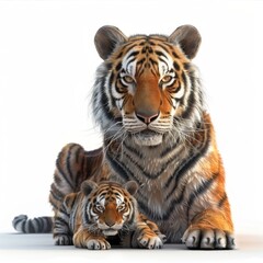Fototapeta premium Tiger. 3D rendering cute animal isolated over white background.