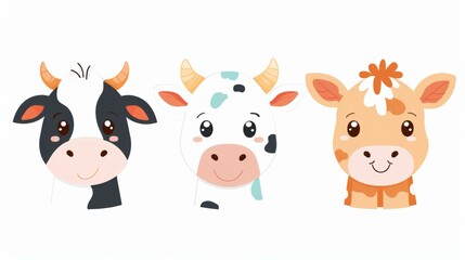 Fototapeta premium Cow. Flat vector illustration of cute animal. Baby nursery art.