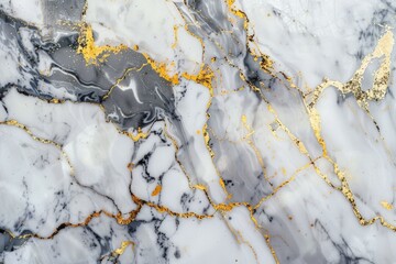 Luxurious marble surface with intricate gold veins, perfect for backgrounds or high-end design elements, showcasing an elegant interplay of gray tones and metallic highlights
