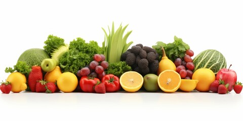 vegetables and fruits on a white background Generative AI