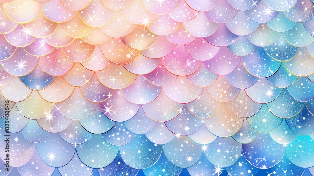 Wall mural abstract background with soft prismatic iridescent rainbow gradient colors mermaid scale pattern the