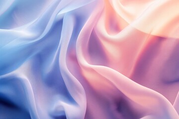 Obraz premium Elegant and smooth pastel-colored silk fabric texture forming flowing waves, perfect for backgrounds in design projects and illustrating luxury, fashion, or textured materials