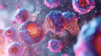 Cancer cells dividing and multiplying