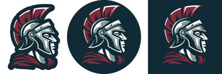 Legionary sports team leader vector mascot or logo. Strong adult male in profile view. Three lockups and Spot colors for easy editing.