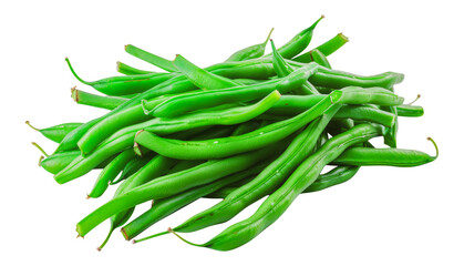 Fototapeta premium Fresh green beans piled together, cut out - stock png.