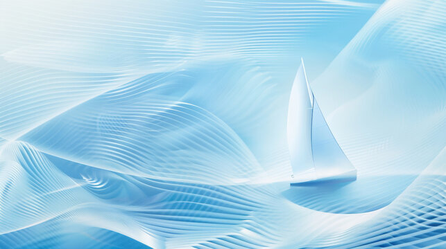 Abstract background template with sailing boat and curves
