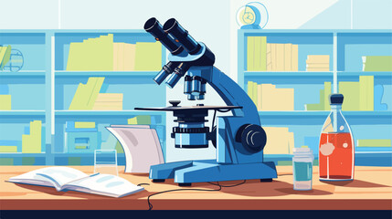 Back to school poster with microscope flat style il