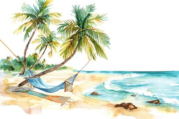 Obraz premium A watercolor of a serene beach resort