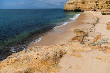 Praia Vale de Centeanes beach, Carvoeiro, Algarve, Portugal. Sunny day