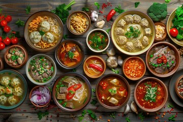 Healthy Soups. Colorful Soups from Worldwide Cuisines with Marrow Dumplings and Beef Broth