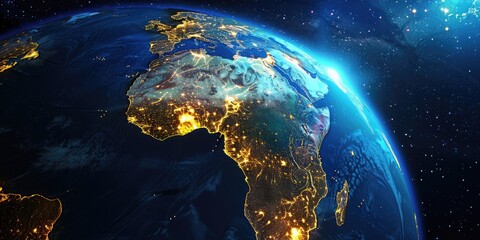 Modern Map. African Continent Outline on Global Earth from Space