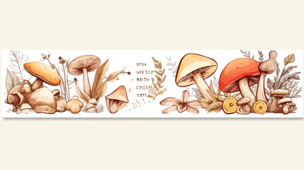 Banners with various edible mushrooms and place for