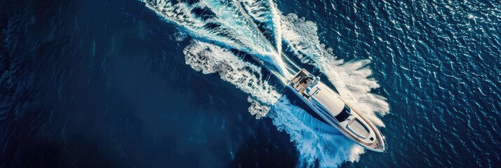Boating Aerial. Inflatable Speed Boat Cruising in Deep Blue Aegean Sea