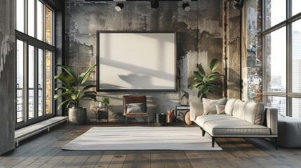 Frame mockup, in a dynamic urban loft, where the quote inspires action amidst the hustle and bustle of city life