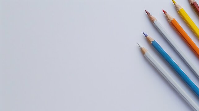 Multicolored pencils on white background, back to school banner