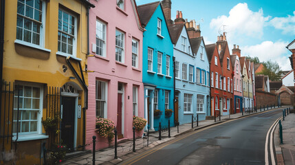 Fototapeta premium Colorful Houses Lining the Street