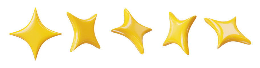3d yellow sparkle star set. Stock vector illustration on isolated background. © Игорь Жуков