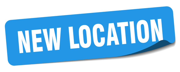 new location sticker. new location label