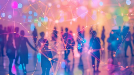 A group of people are connected by a network of lines