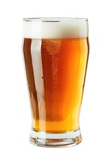 Beer Glass. Pint of Beer with White Foam on Isolated White Background