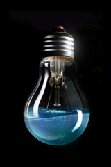 4K Ultra HD Image: Close Up of Blue Water in Bulb with Black Background, Wet Idea