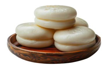 Steamed buns in bamboo steamer, cut out - stock png.