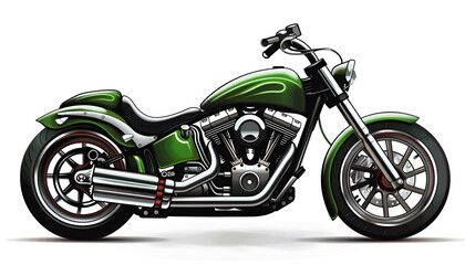 Stylish green cross motorcycle on white background