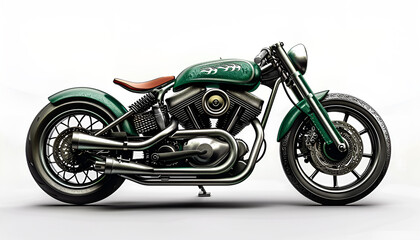 Fototapeta premium Stylish green cross motorcycle on white background