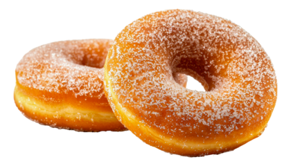 Sugary fried donuts trio, cut out - stock png.