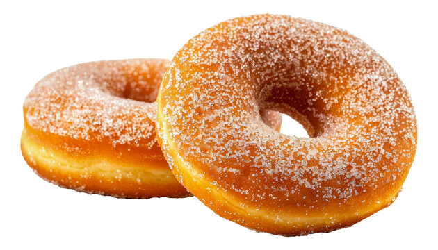 Sugary fried donuts trio, cut out - stock png.