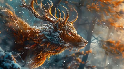 A detailed illustration of a mythical creature, blending traditional drawing techniques with...